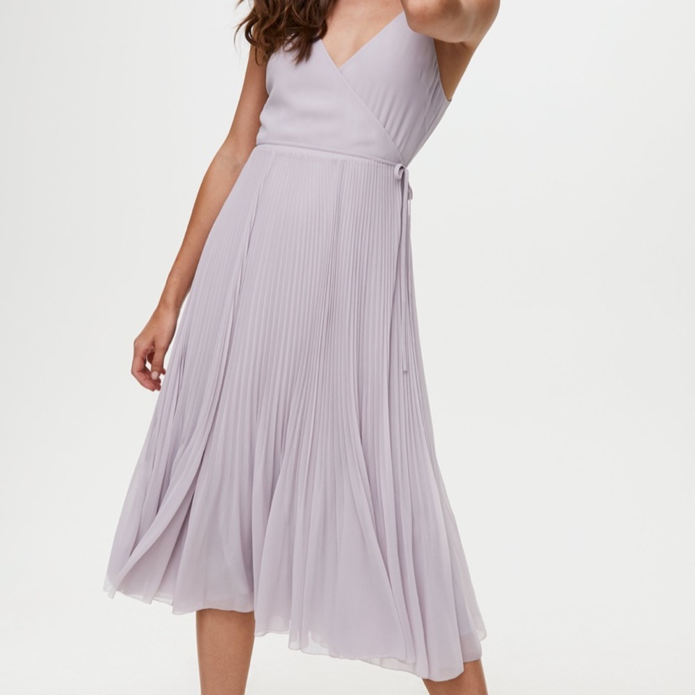 Aritzia Lavender pleated wrap dress